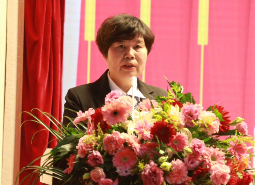 九州官方网站第一届党委班子选举大会---徐州市树恩中学总校长薛淑萍同志致开幕辞